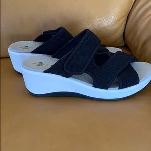 Black Clarks Wedge Sandals